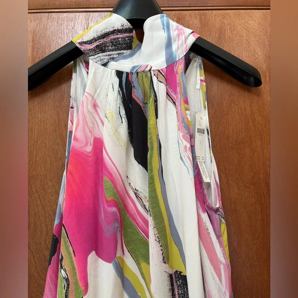 Anthropologie Multicolor Asymmetrical Shell 100% Silk Dress - Picture 11 of 16